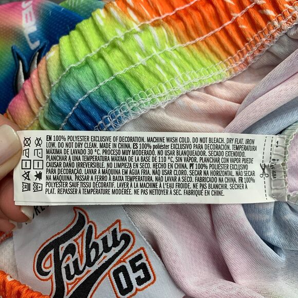 Forever 21 x Fubu Short Womens M Elastic Waist Embroidered Mesh Knit Abstract - Picture 10 of 14